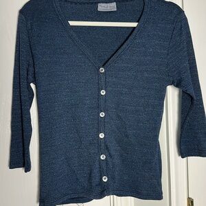Michael stars vintage 3/4 sleeve blue button top